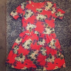 Coral Floral Vintage Rustic Print Dress